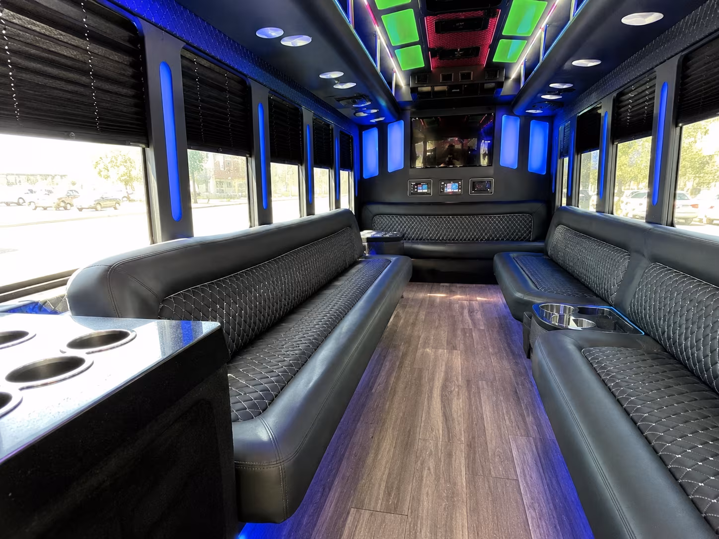merced 15 passenger party bus inside