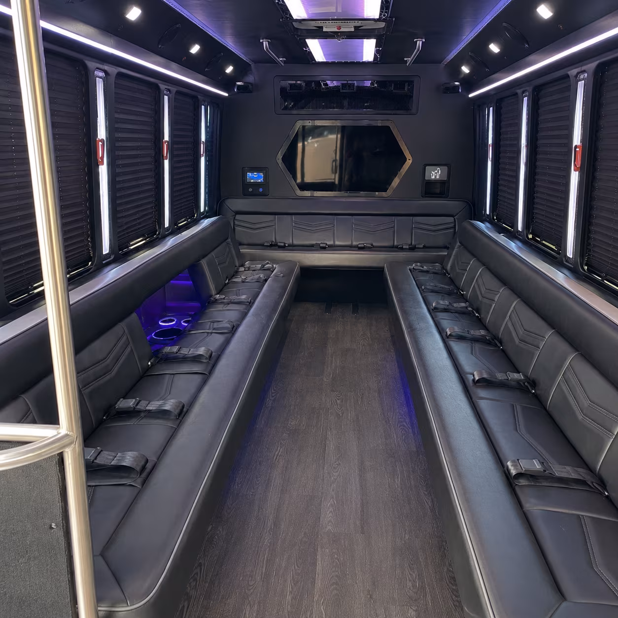 merced 18 passenger party bus interior