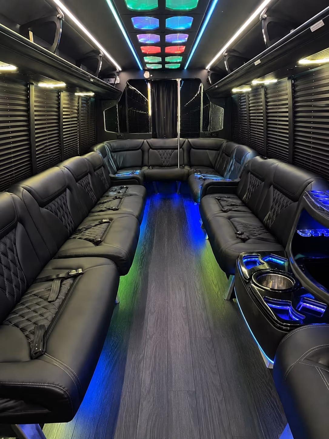 merced 20 passenger party bus interior
