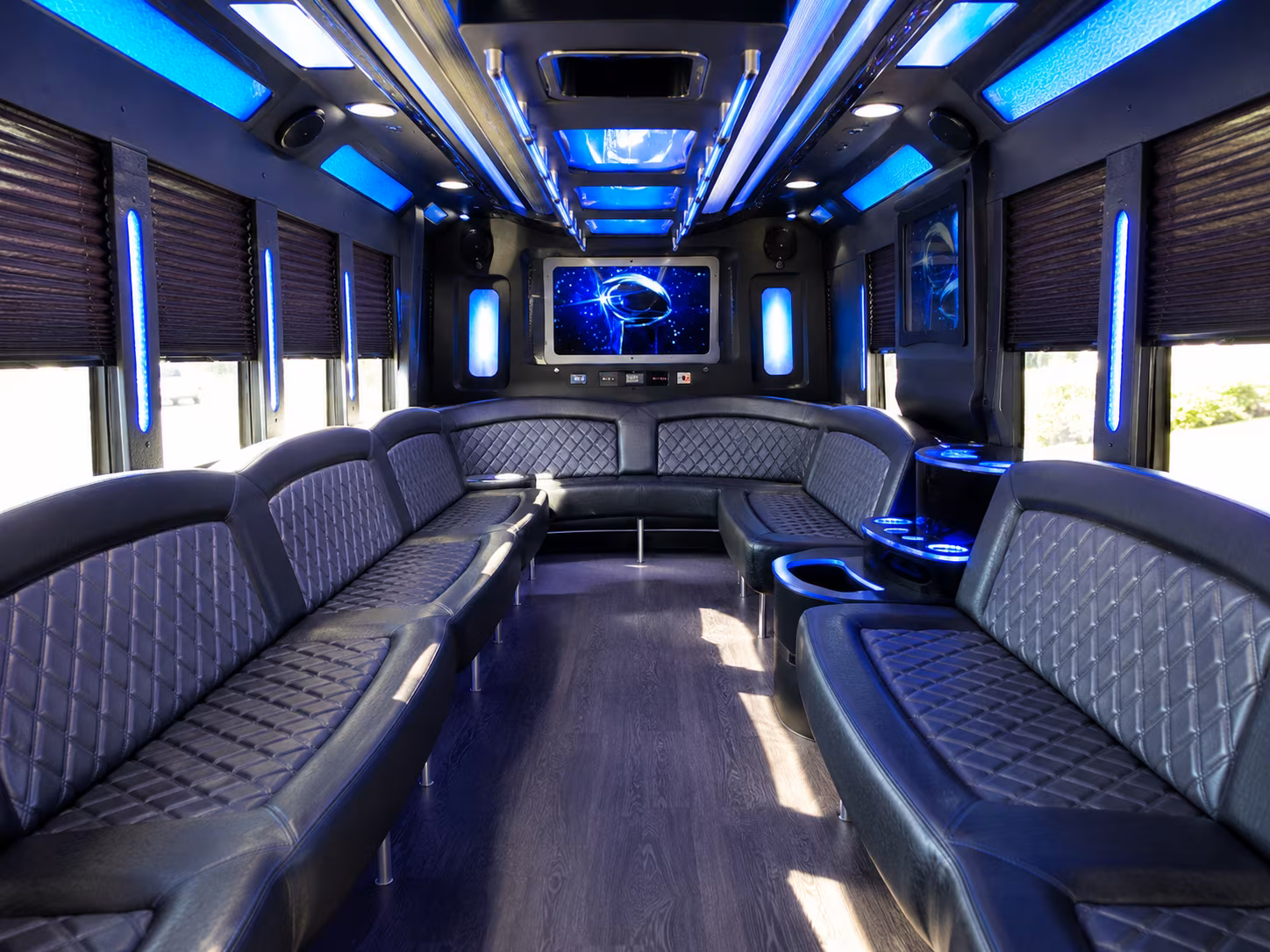 merced 28 passenger party bus inside