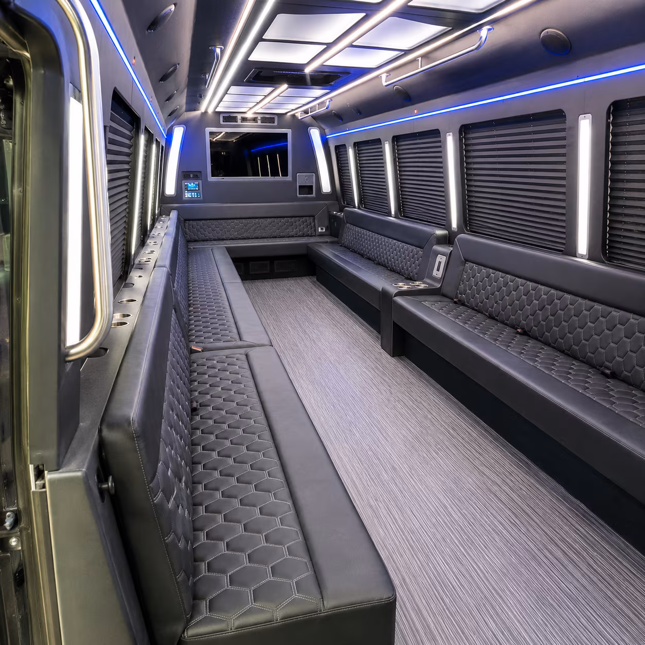 merced 40 passenger party bus interior