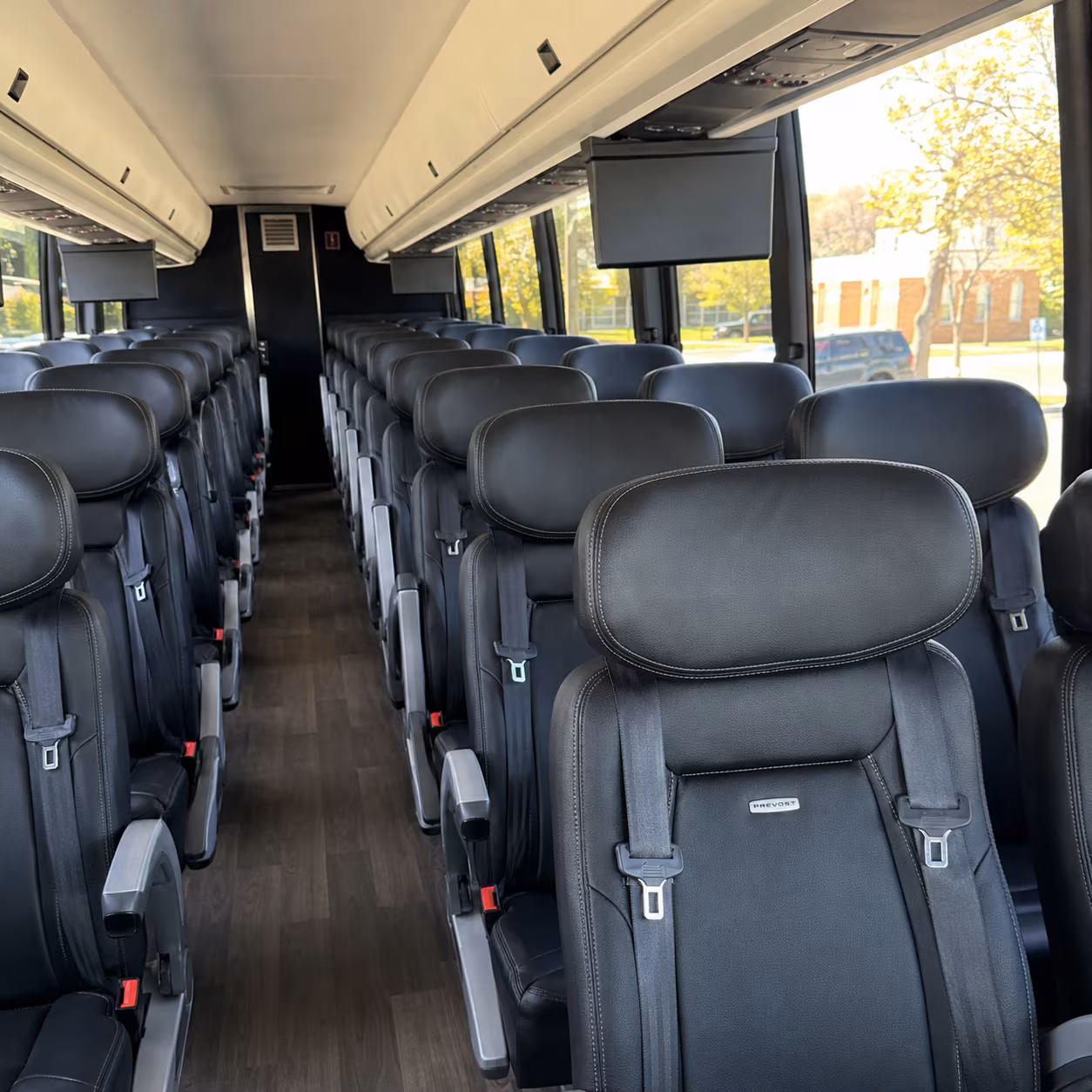 merced 45 passenger charter bus inside