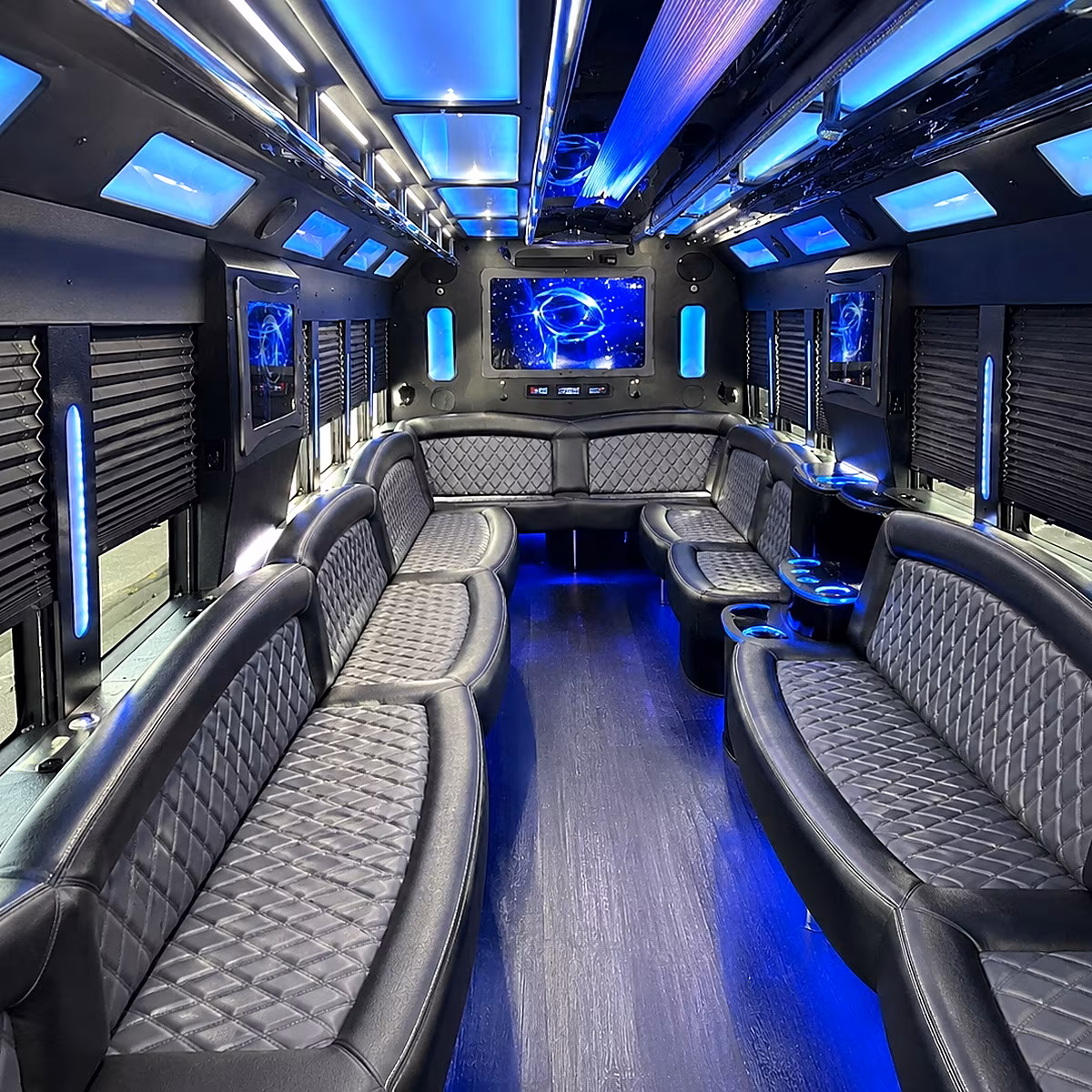 merced 50 passenger party bus interior